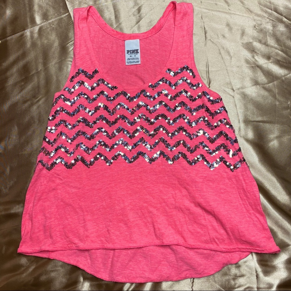 Pink VS Chevron Sequin Tank